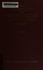 Annual Bibliography Of English Language And Literature For 2006 Vol 81 Modern Humanities Research Association