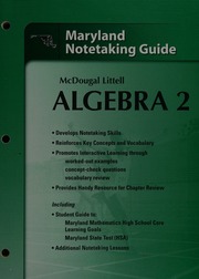 Algebra 2 Grades 912 Notetaking Guide Mcdougal Littell High School Maryland Holt Mcdougal