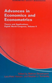 Advances In Economics And Econometrics Theory And Applications Eighth World Congress Volume Ii Dewatripont