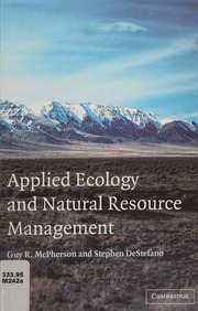 Applied Ecology And Natural Resource Management Mcpherson Guy R Guy Randall
