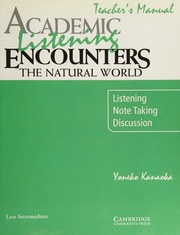 Academic Listening Encounters The Natural World Listening Note Taking Discussion Kanaoka