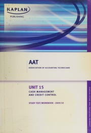 Aat Association Of Accounting Technicians Unit 15 Cash Management And Credit Control System 200910 Unknown