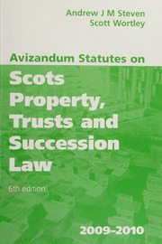 Avizandum Statutes On Scots Property Trusts And Succession Law 20092010 6th Ed Steven