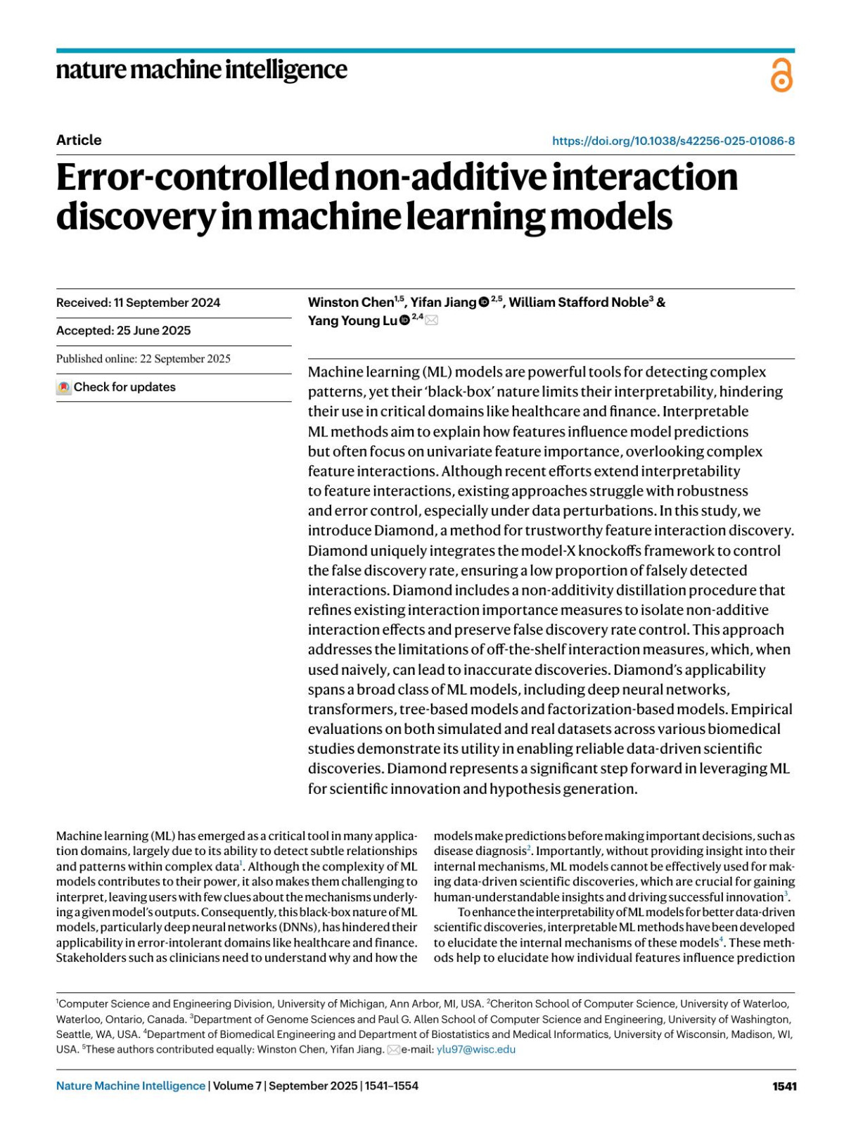 Errorcontrolled Nonadditive Interaction Discovery In Machine Learning Models Winston Chen Yifan Jiang William Stafford Noble Yang Young Lu