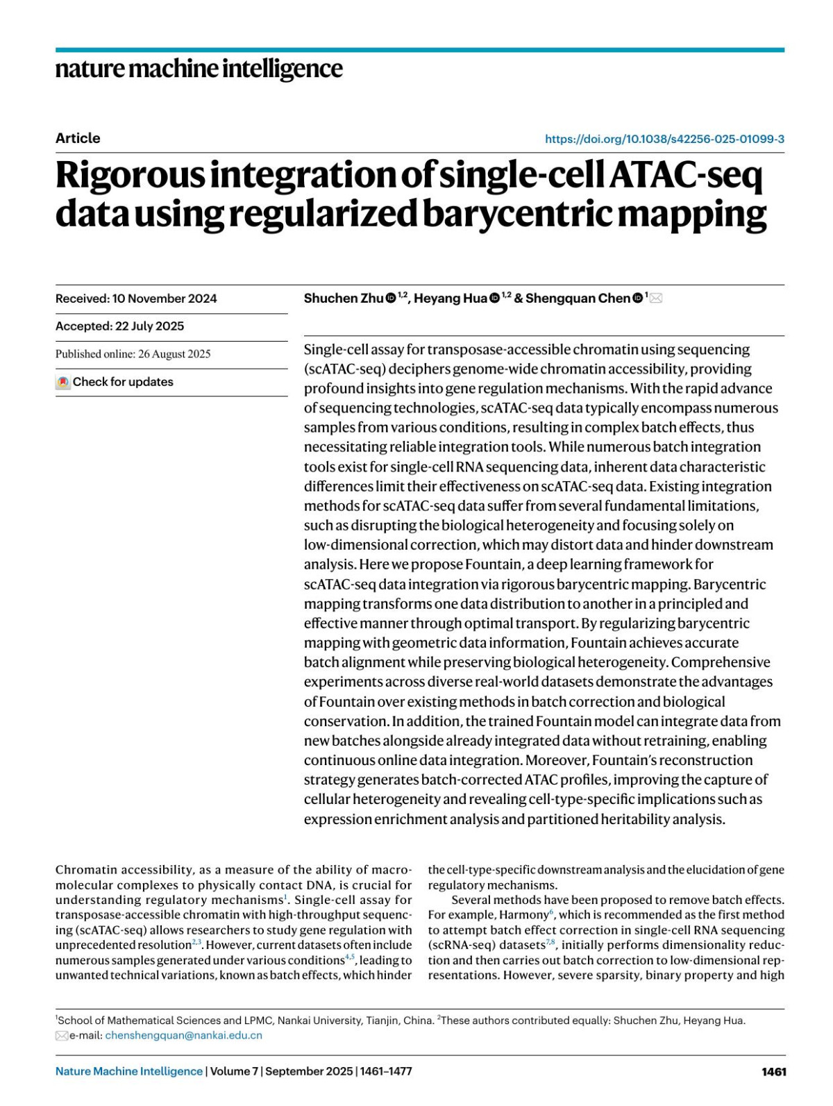 Rigorous Integration Of Singlecell Atacseq Data Using Regularized Barycentric Mapping Shuchen Zhu Heyang Hua Shengquan Chen