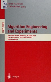 Algorithm Engineering And Experiments 4th International Workshop Alenex 2002 San Francisco Ca Usa January 45 2002 Revised Papers 1 Edition Alenex 2002 2002 San Francisco