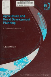 Agriculture And Rural Development Planning A Process In Transition Akroyd