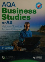 Aqa Business Studies For A2 Units 34 4th Ed Surridge Malcolm