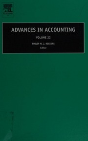 Advances In Accounting Vol 22 1 Edition Reckers Philip M J Carmona
