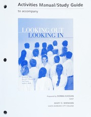 Activities Manualstudy Guide To Accompany Looking Outlooking In Third Canadian Edition Ronald B Adler And Others Kassian