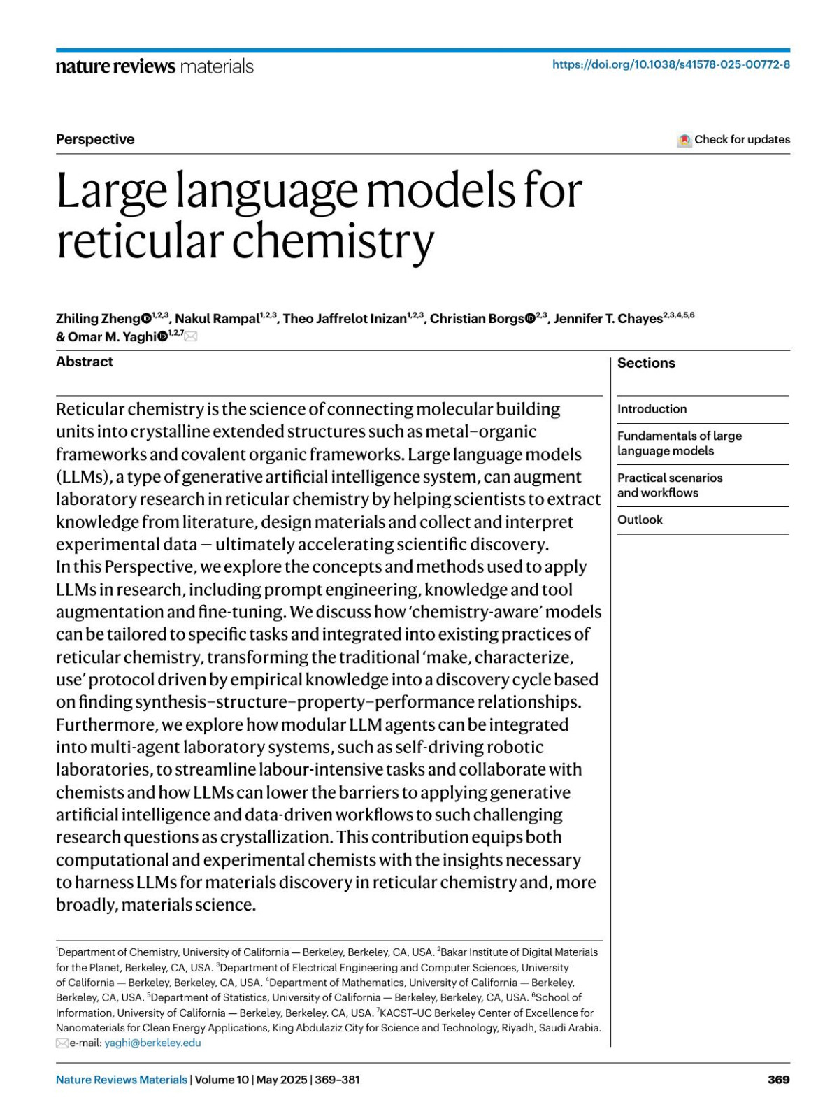 Large Language Models For Reticular Chemistry Zhiling Zheng Nakul Rampal Theo Jaffrelot Inizan Christian Borgs Jennifer T Chayes Omar M Yaghi