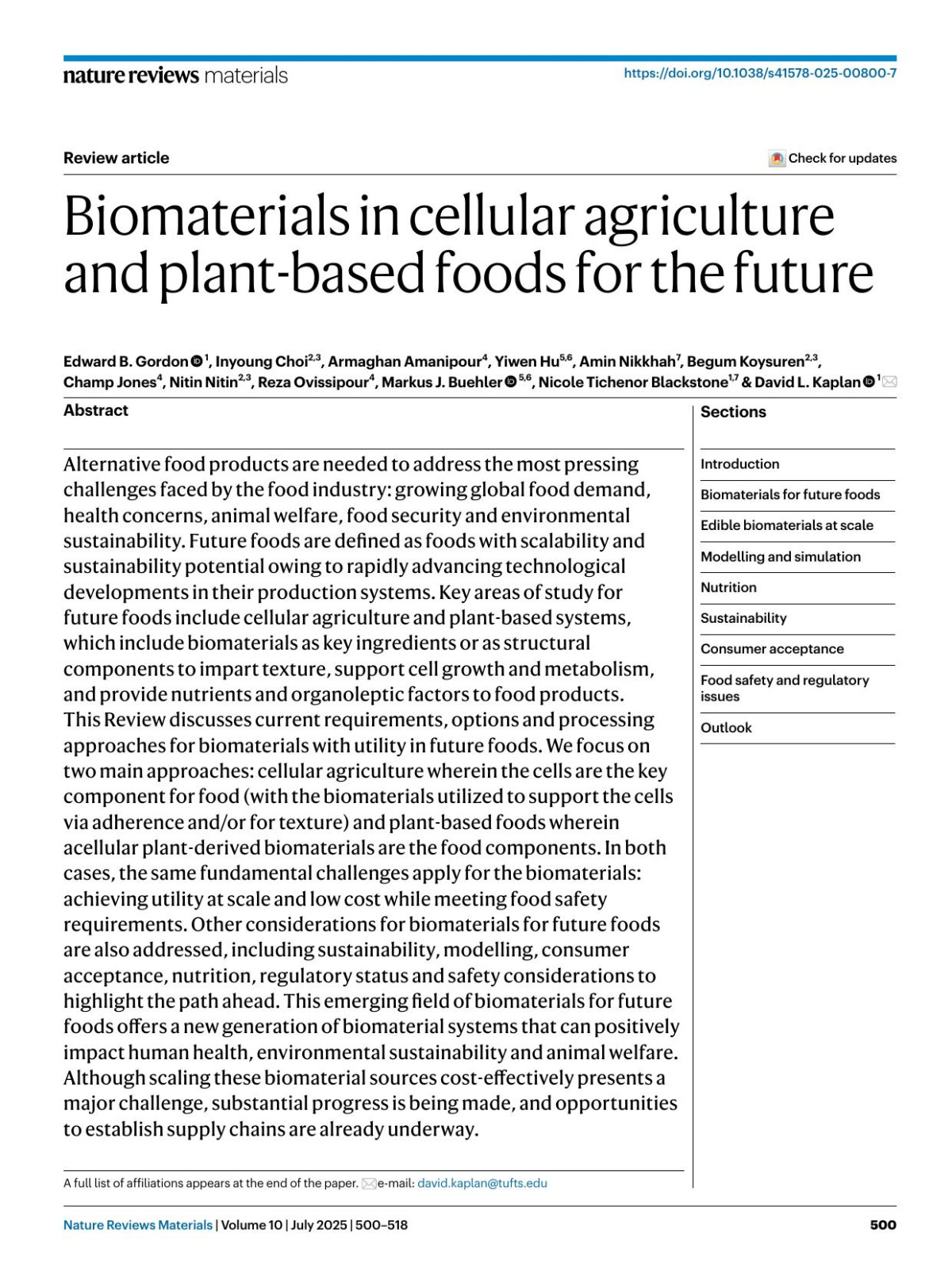 Biomaterials In Cellular Agriculture And Plantbased Foods For The Future Edward B Gordon