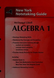 Algebra 1 Grades 912 Notetaking Guide Mcdougal Littell High School Math New York Holt Mcdougal