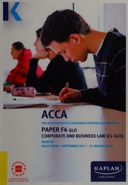 Acca Paper F4 Glo Corporate And Business Law Exam Kit Association Of Chartered Certified Accountants Great Britain