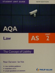 Aqa As Law Unit 2 The Concept Of Liability Darwent Peter