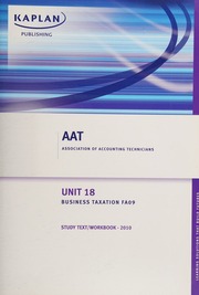 Aat Association Of Accounting Technicians Unit 18 Business Taxation Fa 09 2010 Unknown