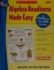 Algebra Readiness Made Easy Grade 6 An Essential Part Of Every Math Curriculum Greenes