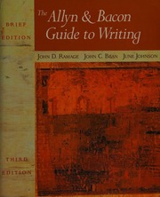 The Allyn Bacon Guide To Writing Brief Ed 3rd Ed Ramage