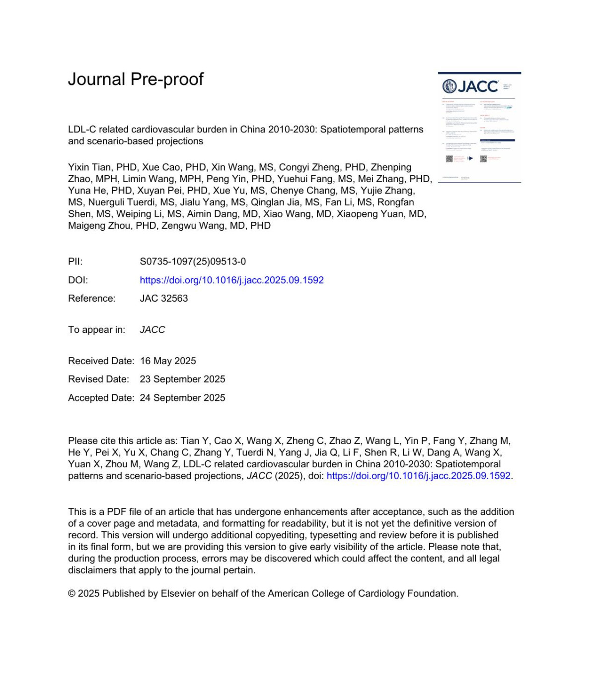 Ldlc Related Cardiovascular Burden In China 20102030 Spatiotemporal Patterns And Scenariobased Projections Yixin Tian