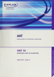 Aat Association Of Accounting Technicians Unit 30 Introductory Accounting 200910 Unknown