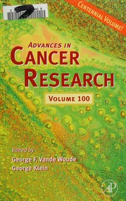 Advances In Cancer Research Volume 100 1st Ed Vande Woude George F Klein