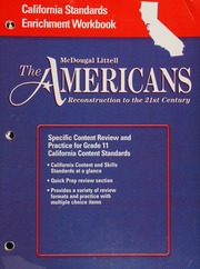 The Americans California Standards Enrichment Workbook Reconstruction To The 21st Century Mcdougal Littell