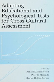 Adapting Educational And Psychological Tests For Crosscultural Assessment Hambleton