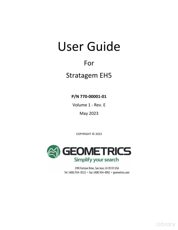 User Guide For Stratagem Eh5 Geometrics