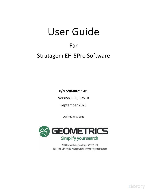 User Guide For Stratagem Eh5pro Software Geometrics
