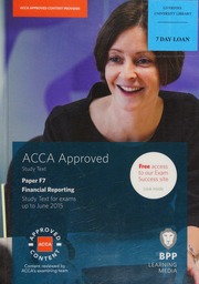 Acca Paper F7 Financial Reporting International And Uk Stream Study Text Seventh Edition Association Of Chartered Certified Accountants Great Britain