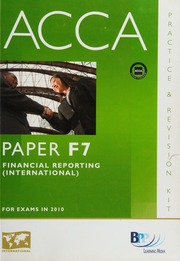 Acca For Exams In 2010 Paper F7 Financial Reporting International Bpp Learning Media Firm