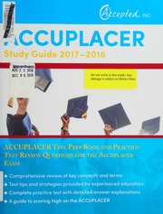 Accuplacer Study Guide 20172018 Accuplacer Test Prep Book And Practice Test Review Questions For The Accuplacer Exam Unknown