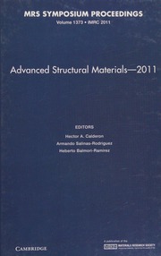 Advanced Structural Materials 2011 Academia Mexicana De Ciencia De Materiales International Conference 20th 2011 Cancun