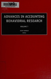 Advances In Accounting Behavioral Research Arnold Vicky Emerald