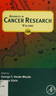 Advances In Cancer Research Volume 106 1st Ed Vande Woude George F Klein