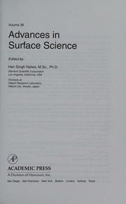 Advances In Surface Science Nalwa Hari Singh 1954