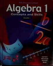 Algebra 1 Concepts And Skills Larson Ron 1941 Mcdougal Littell