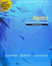 Algebra Beginning And Intermediate 2nd Ed Media Enhanced Ed Aufmann