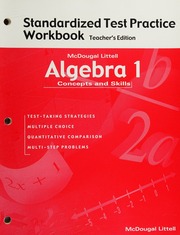 Algebra 1 Concepts And Skills Standardized Test Practice Workbook Teachers Edition Unknown