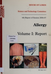 Allergy 6th Report Of Session 200607 Vol 1 Report Great Britain Parliament House Of Lords Science And Technology Committee