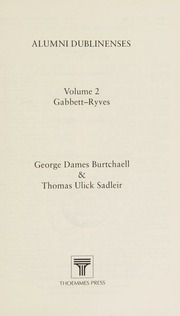 Alumni Dublinenses Trinity College Dublin Ireland Burtchaell