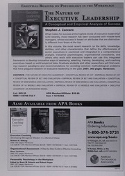Special Issue Leadership American Psychological Association