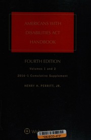 Americans With Disabilities Act Handbook 20161 Cumulative Supplement Perritt