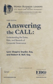 Answering The Call Understanding The Duties Risks And Rewards Of Corporate Governance Snyder