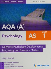 Aqaa As Psychology Unit 1 Cognitive Psychology Developmental Psychology And Research Methods Marshall