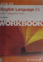 Aqa As English Language B Unit 1 Categorising Texts Workbook Clayton