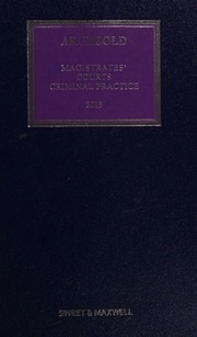 Archbold Magistrates Courts Criminal Practice 2015 Barnes Barbara