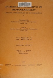 Archives Internationales De Photogrammetrie International Archives Of Photogrammetry Volume 2 International Societ