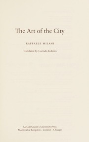 The Art Of The City Milani Raffaele Author Federici Corrado 1946 Translator Translation Of Work Milani