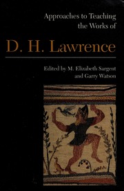 Approaches To Teaching The Works Of Dh Lawrence Sargent M Elizabeth